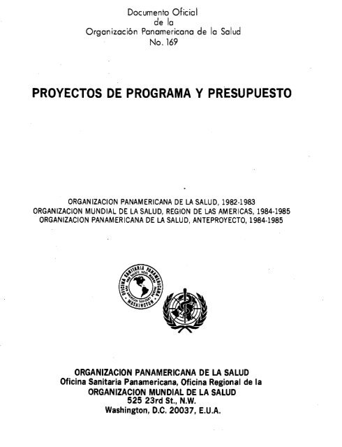 PROYECTOS DE PROGRAMA Y PRESUPUESTO - PAHO/WHO