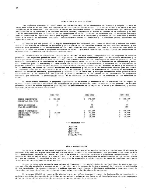 PROYECTOS DE PROGRAMA Y PRESUPUESTO - PAHO/WHO