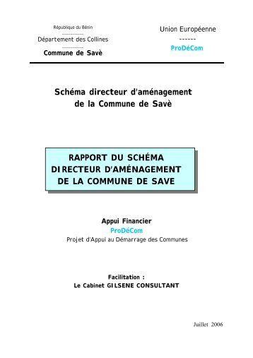 Schéma directeur d'aménagement de la Commune de Savè ...