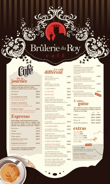 Voir la carte des cafés et thés - Brûlerie du Roy