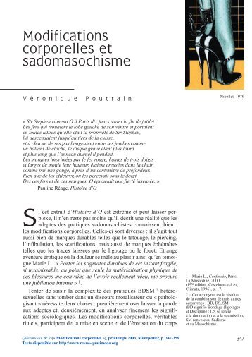 Modifications corporelles et sadomasochisme - Quasimodo