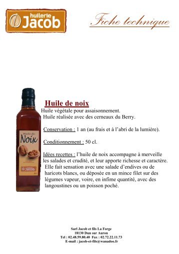 Gamme des produits Huilerie Jacob