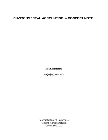 Environmental Accounting - Concept Note - Madras School of ...