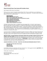Miami University Dance Team Spring 2007 Audition Packet - Netitor