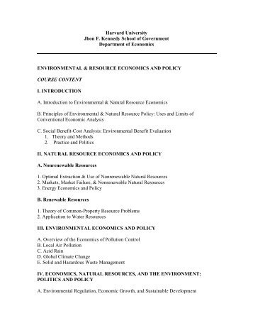 Environmental & Resource Economics and Policy