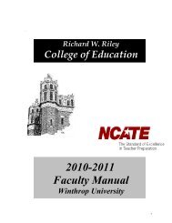 2010-2011 Faculty Manual - College of Education - Winthrop ...