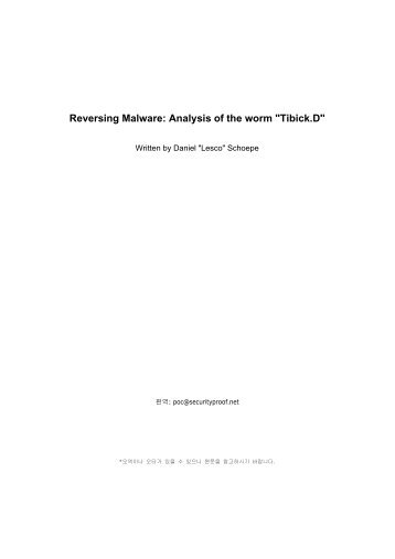 Reversing Malware Analysis of the worm Tibick.D [Daniel].pdf