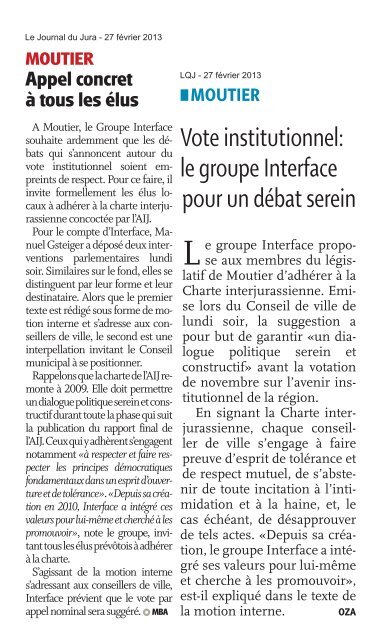 revue de presse - République et Canton du Jura