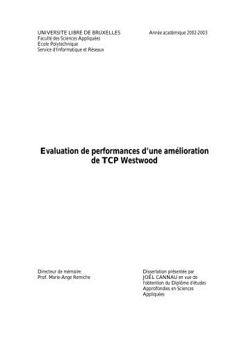 Evaluation de performances d'une amélioration de TCP ... - CoDE