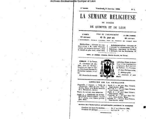 1896 - Diocèse de Quimper et du Léon