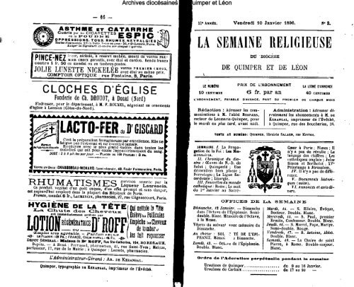 1896 - Diocèse de Quimper et du Léon