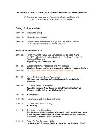 Ablaufplan der Tagung [PDF] - Anna Seghers
