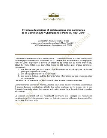 Inventaire historique et archéologique des communes de la ...