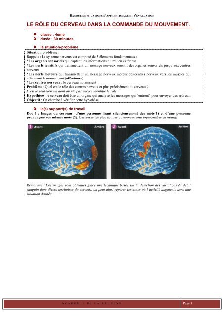 Analyse de l'activité d'apprentissage Le repérage des gestes de