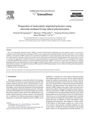 thesis on molecularly imprinted polymers thesis on molecularly imprinted polymers