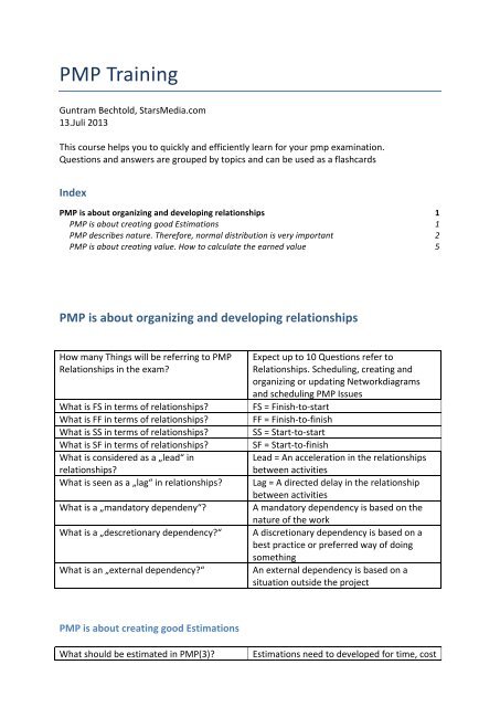 PMP flash cards
