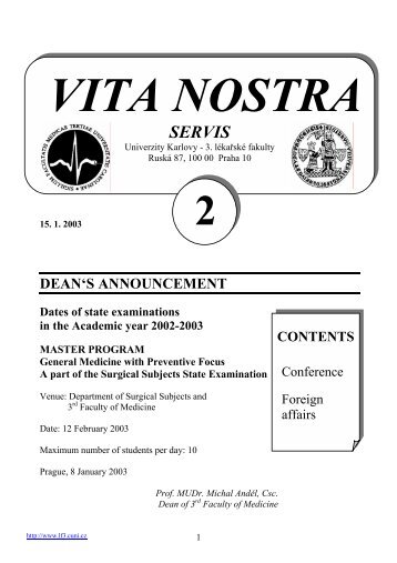 vita nostra servis - Third Faculty of Medicine