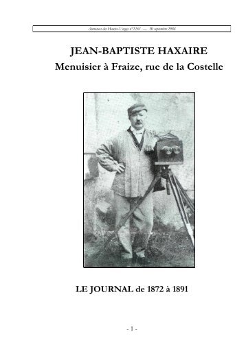 Jean-Baptiste Haxaire - Journal de 1872 à 1891 - La Costelle