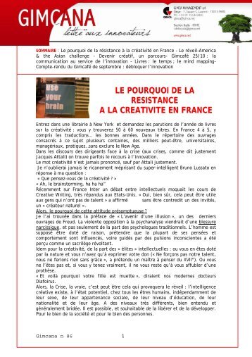 le pourquoi de la resistance a la creativite en france - GIMCA