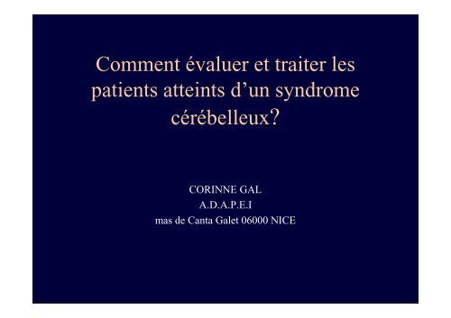 Comment évaluer et traiter les patients atteints d'un ... - Christian Gal