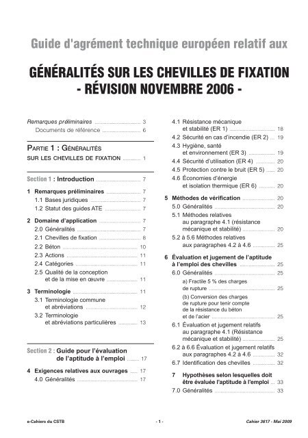 Guide d'ATE n°1 - Chevilles de fixation - CSTB