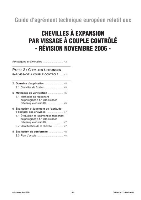 Guide d'ATE n°1 - Chevilles de fixation - CSTB