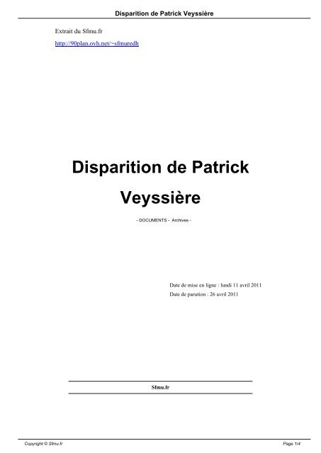 Disparition de Patrick Veyssière - OVH.net