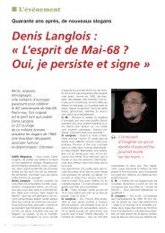 Denis Langlois : « L'esprit de Mai-68 ? Oui, je ... - CAES du CNRS