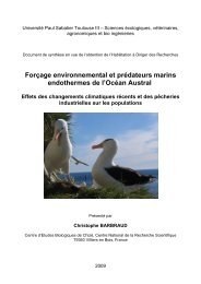 Forçage environnemental et prédateurs marins ... - Cebc - CNRS