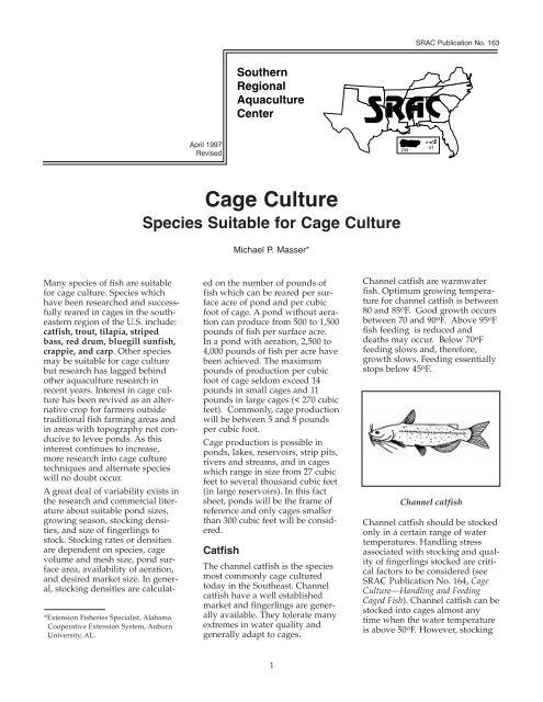Cage Culture: Species Suitable for Cage Culture - SRAC Fact Sheets