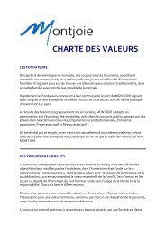 CHARTE DES VALEURS - Association MONTJOIE