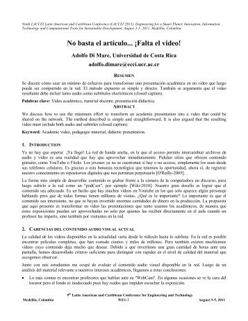 No basta el artículo... ¡Falta el video! - laccei