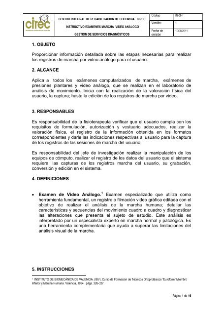 Captura de Video Análogo - Centro Integral de Rehabilitación de ...