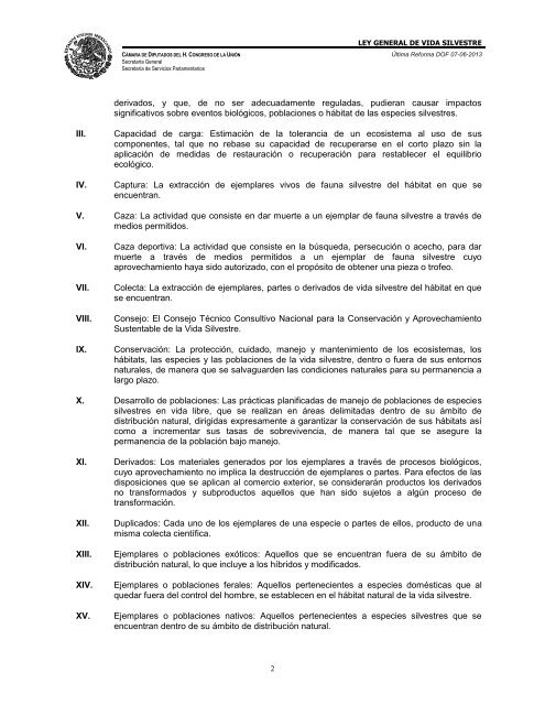 15. Ley General de Vida Silvestre - Cámara de Diputados