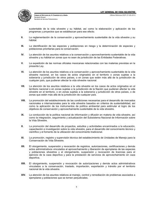15. Ley General de Vida Silvestre - Cámara de Diputados