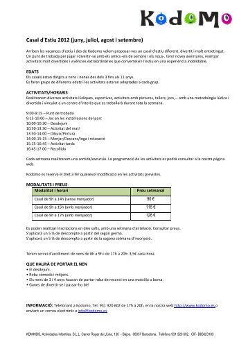 Formulari administratiu d'activitats programades per al curs 2006 ...