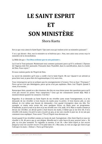 LE SAINT ESPRIT ET SON MINISTERE - La Trompette Sonne
