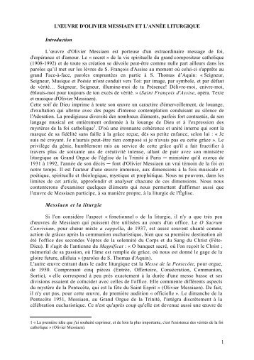 O M  et l'année liturgique kars - Liturgie catholique