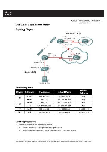 Lab 3.5.1: Basic Frame Relay