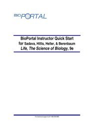 BioPortal Instructor Quick Start Life, The Science of Biology, 9e