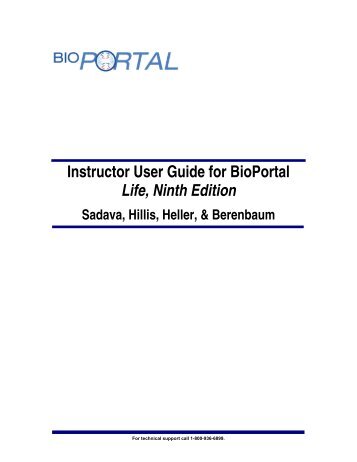 Instructor User Guide for BioPortal Life, Ninth Edition