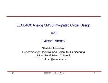 EECE488: Analog CMOS Integrated Circuit Design Set 5 Current ...