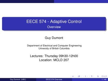 EECE 574 - Adaptive Control - Overview - Courses - University of ...