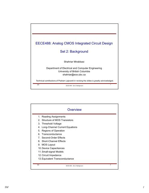 Analog CMOS Integrated Circuit Design Set 2 - Courses - University ...