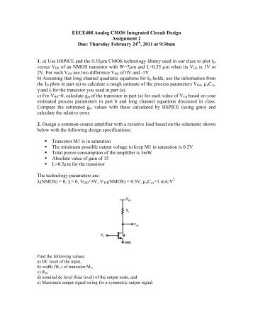 EECE488 Analog CMOS Integrated Circuit Design ... - Courses