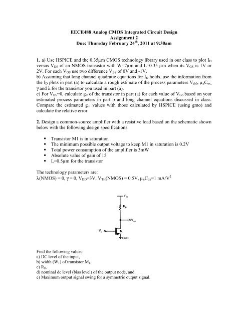 EECE488 Analog CMOS Integrated Circuit Design ... - Courses