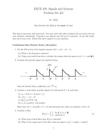 EECE 359: Signals and Systems Problem Set #2 - Courses