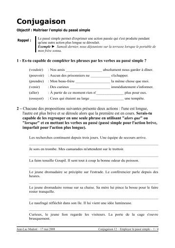 Le passé simple et l'imparfait 2