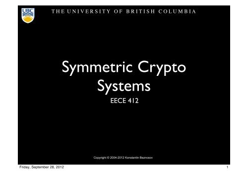 Symmetric Cryptography - Courses