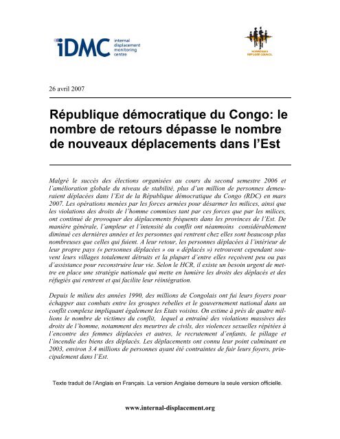 République démocratique du Congo: le nombre de retours dépasse ...